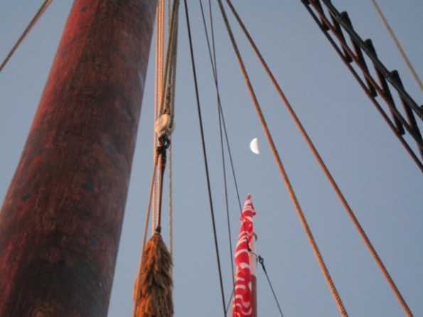 The moon through the rigging