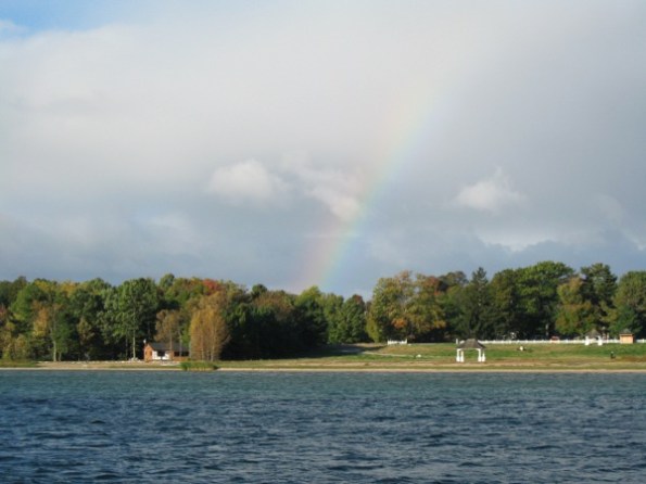 Morning rainbow at Old Mission