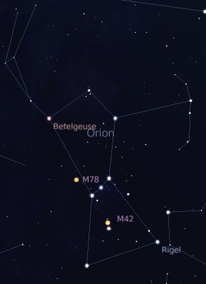 Orion via Stellarium
