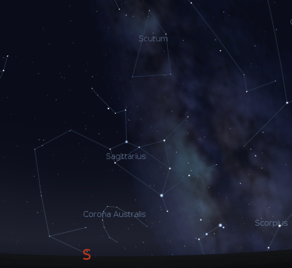 The constellations Sagittarius and Scutum. Created using Stellarium.