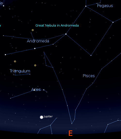 The Constellation Andromeda.  Created using Stellarium.