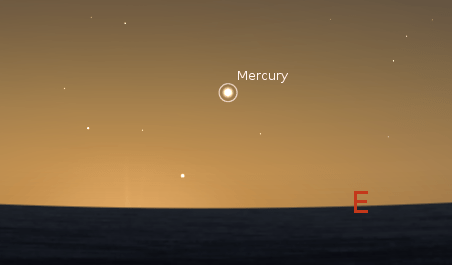 Mercury in the morning in early September 2011.  Chrat created using Stellarium.