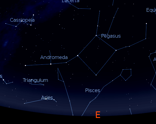 Pegasus at 9 p.m. Chart created using Stellarium.