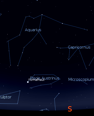 Aquarius and Fomalhaut as visualized by Stellarium