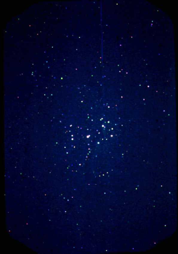 The Pleiades, about what you'd see in binoculars.