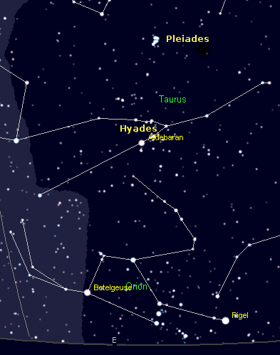 The eastern sky at 9 p.m.