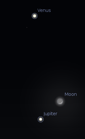 Jupiter and Moon march 25, 2012 at 10:15 p.m.. Created using Stellarium.