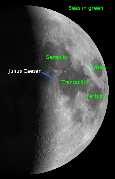 The moon at 10 p.m. 3/29/2012.  Created using Virtual Moon Atlas.