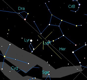 Lyrid meteor radiant. The bright star is Vega