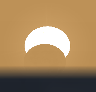 May 20, 2012 eclipse from northern Michigan just before sunset.  Created using Stellarium.