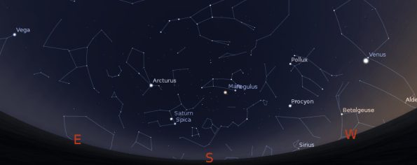 `Southern sky at 10 p.m. on May 9, 2012.  Created using Stellarium.
