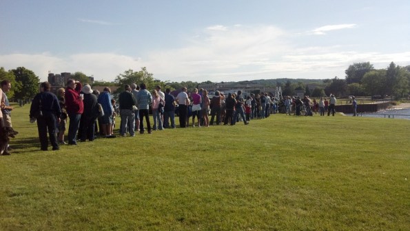 2012-06-05_18-31-20_TransitCrowdInLineFor25Inch Most of a huge line to see the transit with the GTAS' 25" Dobsonian telescope.