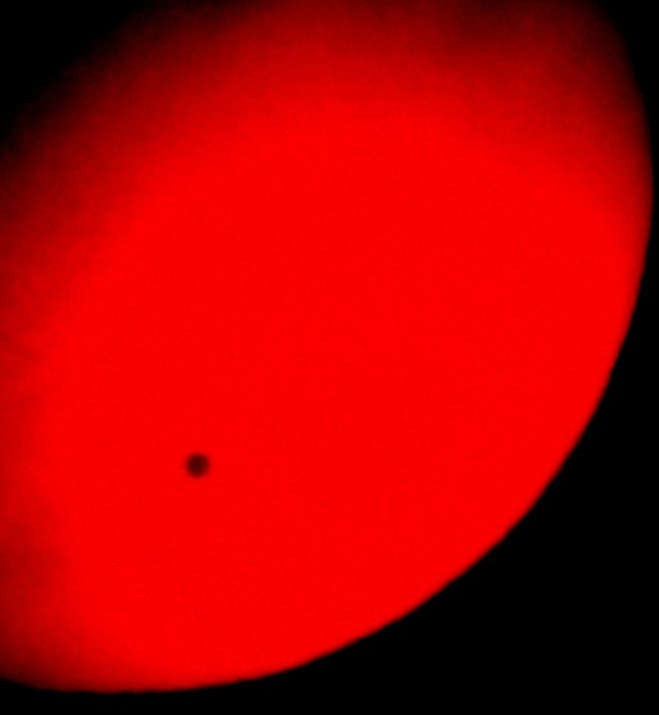 2012-06-05_20-49-43_TransitImageWithLundt&DroidPhone Venus against the sun taken at 8:49 p.m. through the Lunt solar telescope and a Droid Bionic phone.