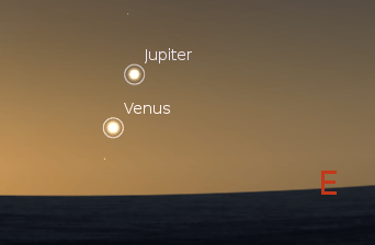 Jupiter and Venus in the Morning June 25th 2012.  Created using Stellarium.