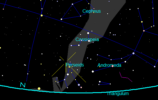 Perseid radiant at 10:30 p.m.