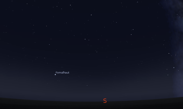 The bright star Fomalhaut all alone at 10 p.m. on October 4, 2012. Created using Stellarium.