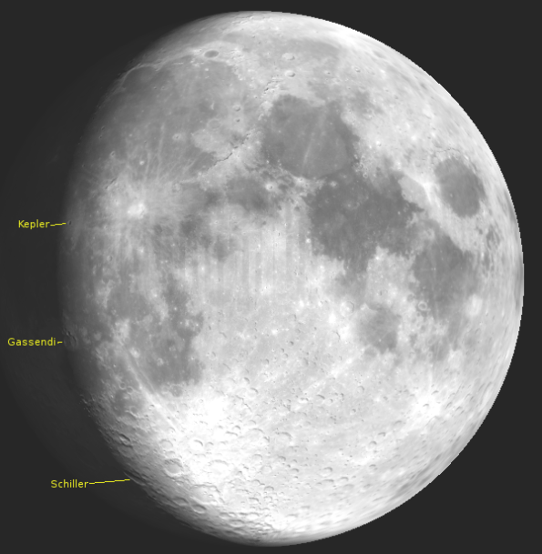 Kepler-Gassendi-Schiller_2200-102512 The bright gibbous moon highlighting three craters, Kepler, Gassendi, and Schiller. Created using the Virtual Moon Atlas.