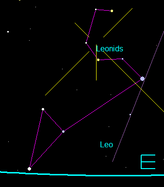 Leo rising at around 2 a.m. on the morning of November 20.  Note the radiant .