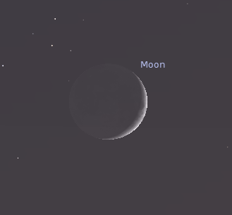 The actual phase of the moon i the chart above.  Created using Stellarium.