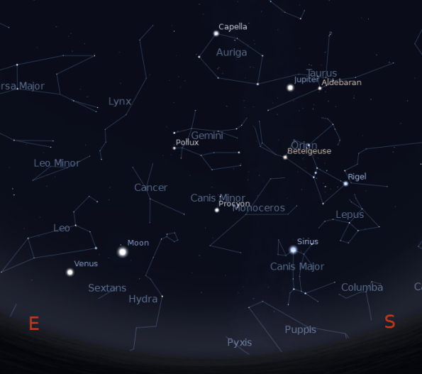 MorningSkies_101112-0600 Morning Sky at 6 a.m. with Jupiter and Venus on October 11, 2012. Created using Stellarium.