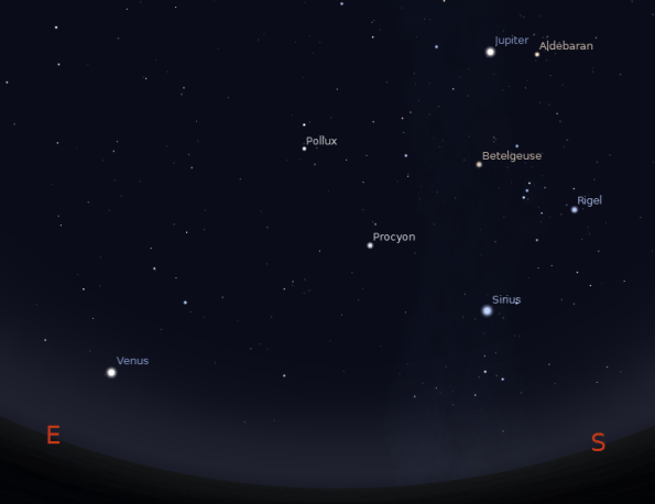 The morning skies including Jupiter and Venus at 6 a.m. on October 18, 2012.  Created using Stellarium.