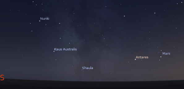 SW_sky_2000-101012 Mars is approaching Antares at 8 p.m. on October 10, 2012. Created using Stellarium.