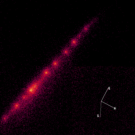 Comet Shoemaker-Levy 9.  Courtesy NASA Hubble Space Telescope.