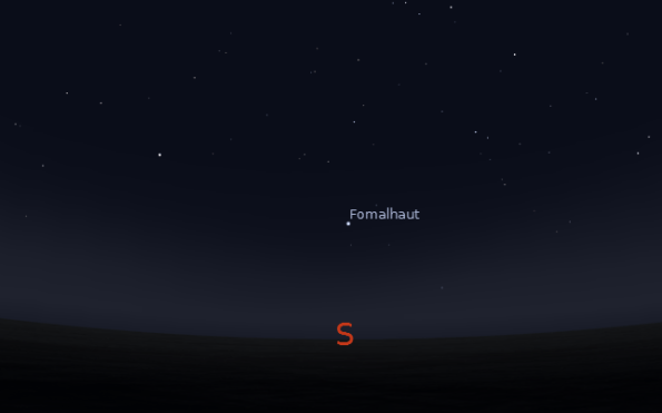 Fomalhaut in the south at 8 p.m. on November 15, 2012. Created using Stellarium.