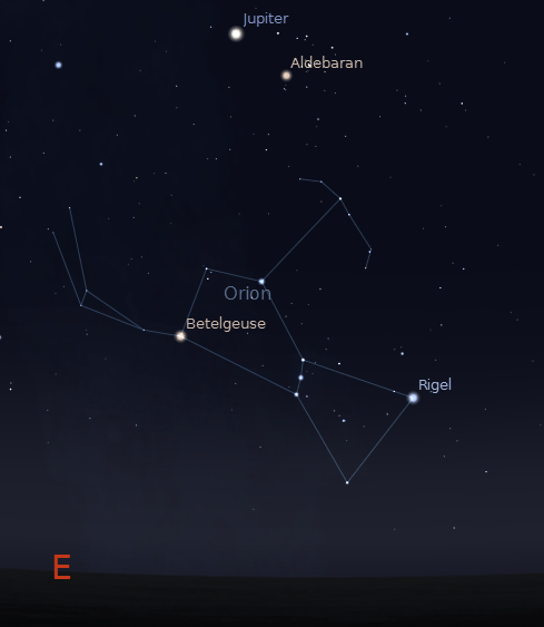 Orion rising at 9 p.m. December 3, 2012. 