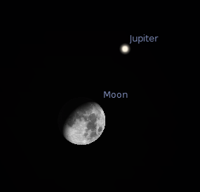 Jupiter and the moon at 10:30 p.m. January 21, 2013.
