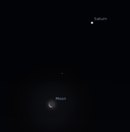 Saturn and the moon as seen at 6:30 a.m. on January 7, 2012.