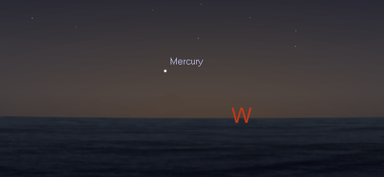 Mercury low on the western horizon