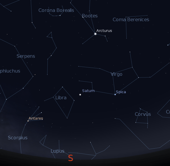 Saturn and the late spring and early summer constellations