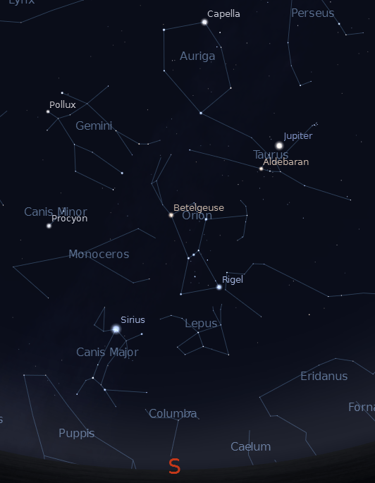 Jupiter and the winter constellations