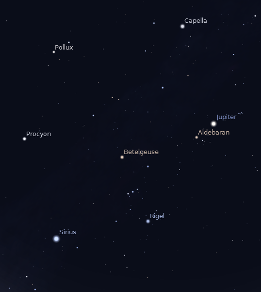 Jupiter with the winter stars