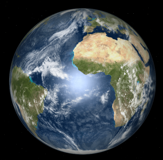 The earth as seen from the sun near the vernal equinox