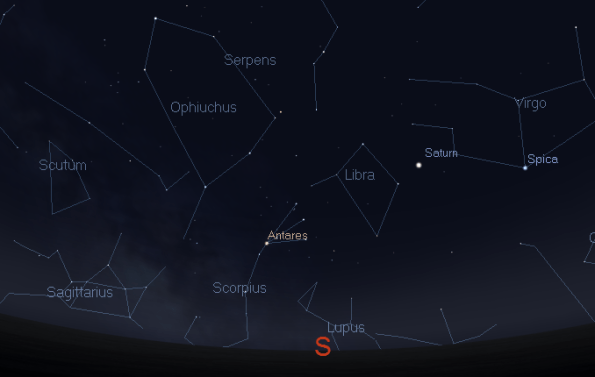 Saturn with a preview of the summer constellations
