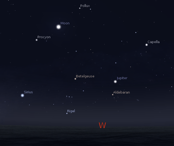 Jupiter and the setting stars of winter
