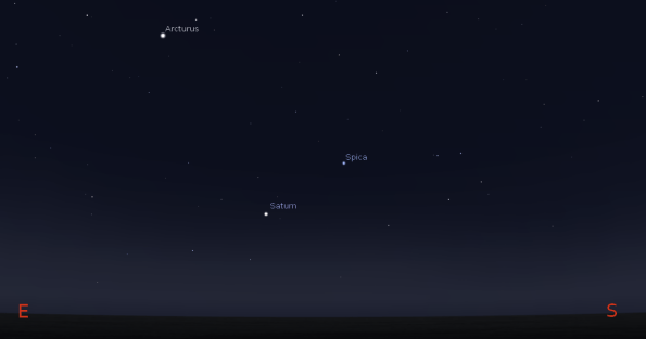 Saturn is seen low in the southeast