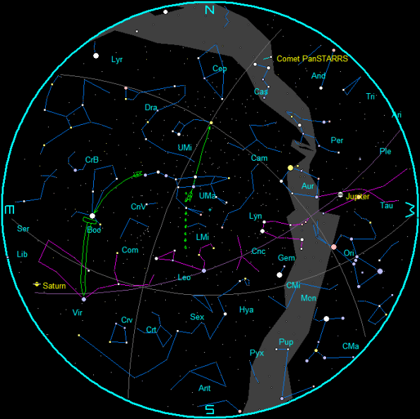 Star Chart for mid April at 10 p.m.