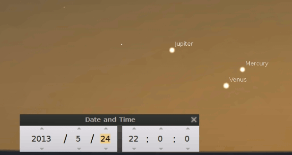 Jupiter, Venus and Mercury