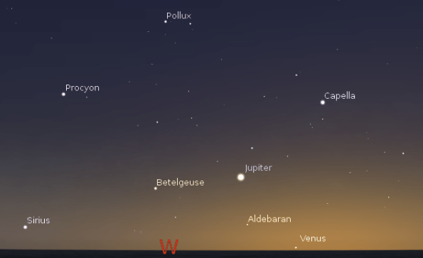 Venus, Jupiter and the fading stars of winter