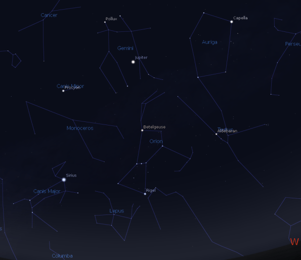 Jupiter and the winter constellations