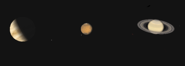 Venus, Mars, Saturn