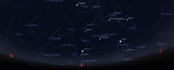 Geminid sky at midnight