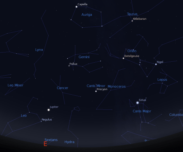 Jupiter and the winter constellations