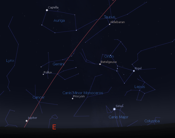 Jupiter and the winter constellations