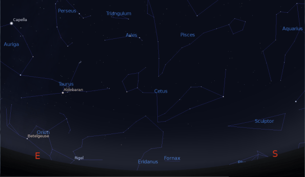 Orion rising at 7 p.m. 