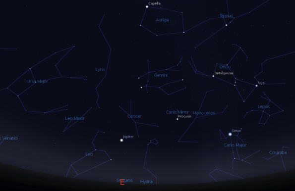 Jupiter and the winter constellations