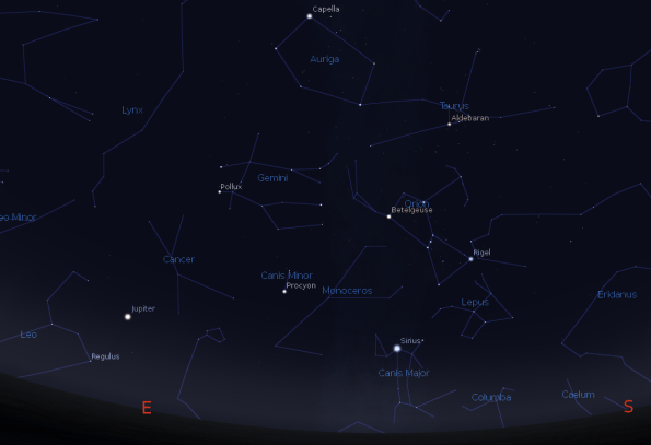 Jupiter and the winter constellations